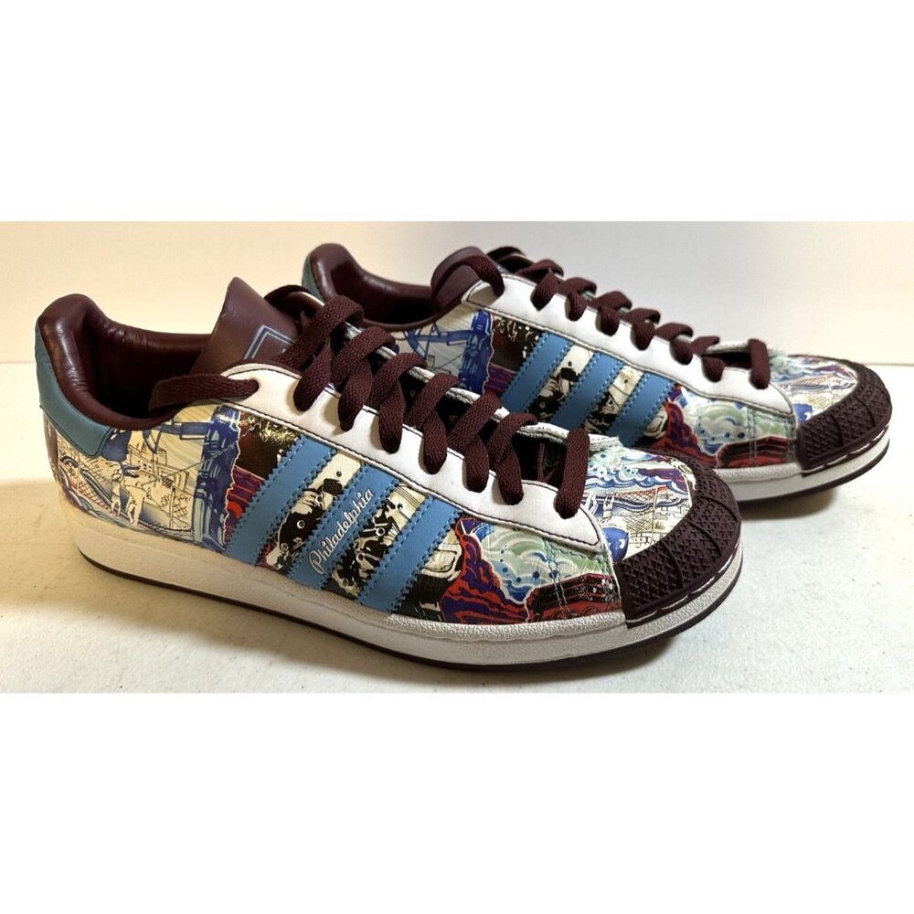 Adidas Philadelphia art tennis shoes 9.5 HalfShells Philly sneakers 058523 city